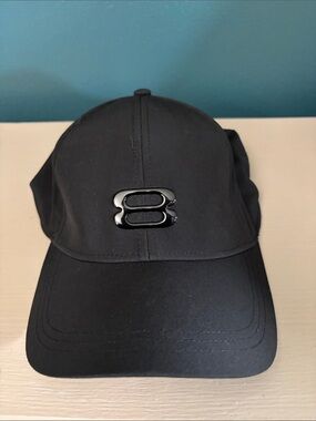 Layer 8 Black Baseball Cap with Glossy Black 8 Emblem